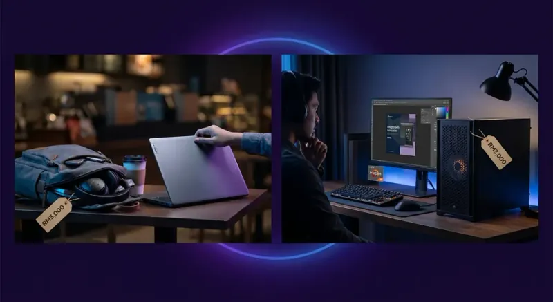 Perbandingan laptop dan desktop untuk kerja online dengan spesifikasi dan harga Malaysia